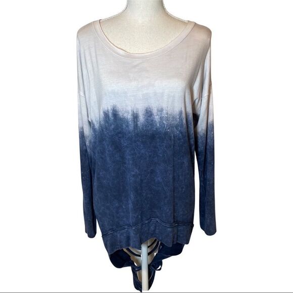 MONO B acid wash, high low lightweight top w/ cute back cut out design, Size S - Picture 1 of 7